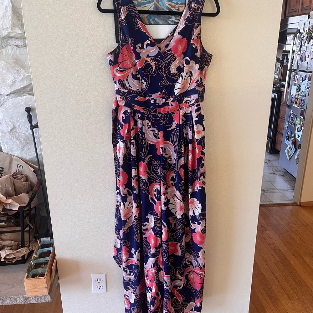 Dorothy Perkins Pink and Navy Floral Jumpsuit